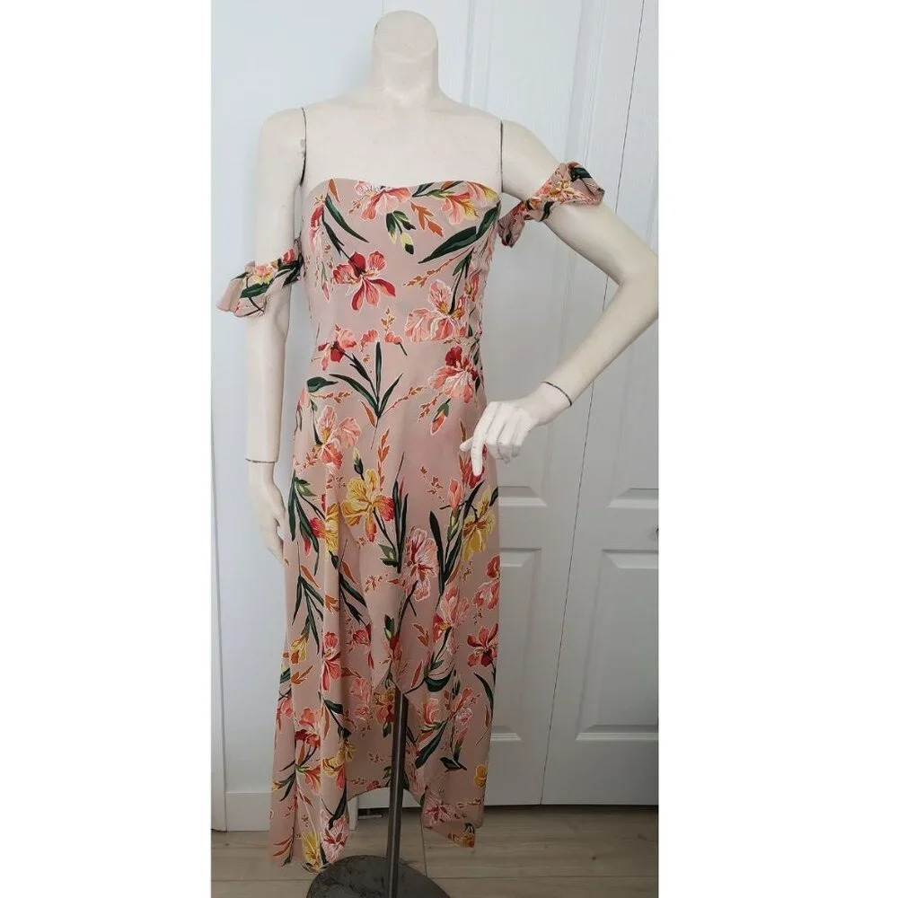 Boho Summer  Floral maxi dress with slit in the front Medium